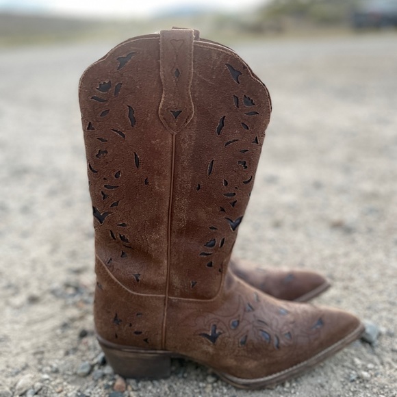 Laredo "Miranda" Western Festival Tan / Crazy Horse Boots Size 9 - Picture 2 of 8